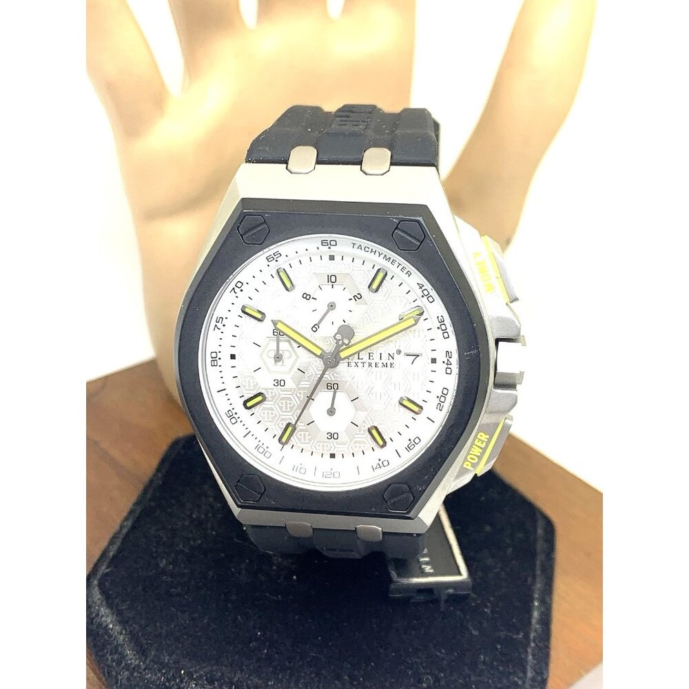 Philipp Plein Men's Watch PWGAA0121 Extreme Quartz Chronograph Rubber Strap 44mm